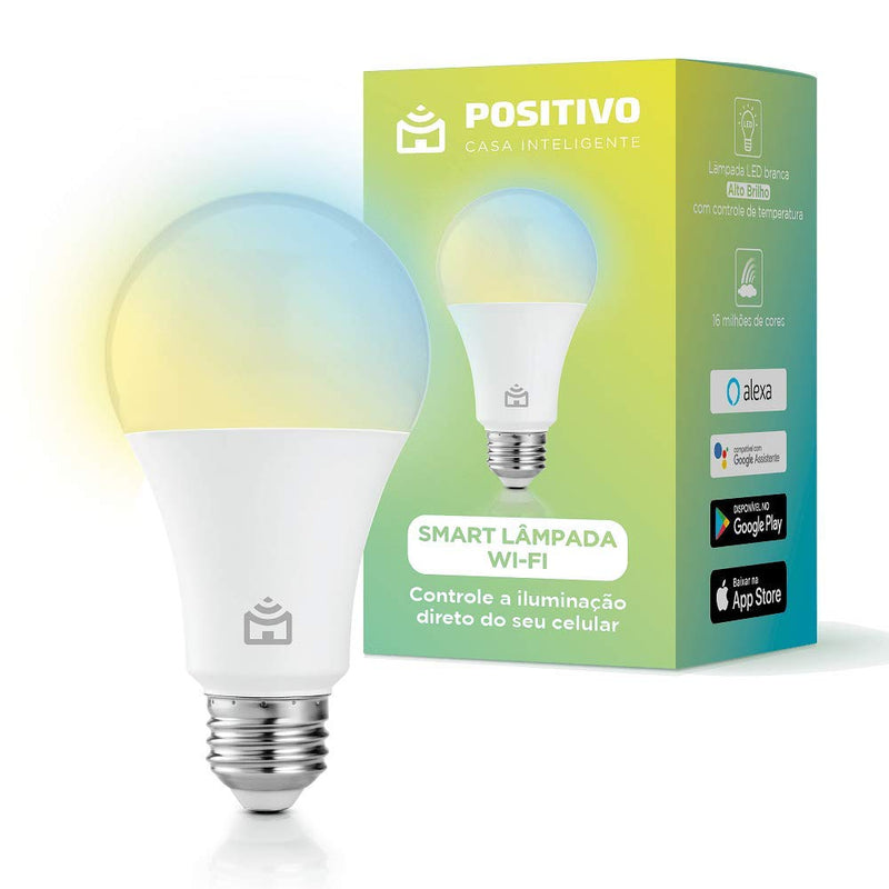 Smart Lâmpada Wi-Fi Positivo Casa Inteligente, Iluminação Branca (Quente e Fria) e RGB (Até 16 Milhões de Cores), 9W, LED, Compatível com Alexa