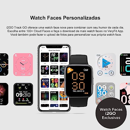 Smartwatch i2GO Track GO com Alexa Integrada, Tela 1,69", Bateria de até 7 dias