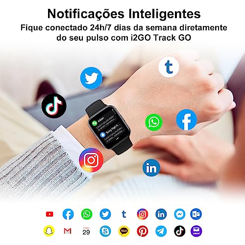 Smartwatch i2GO Track GO com Alexa Integrada, Tela 1,69", Bateria de até 7 dias