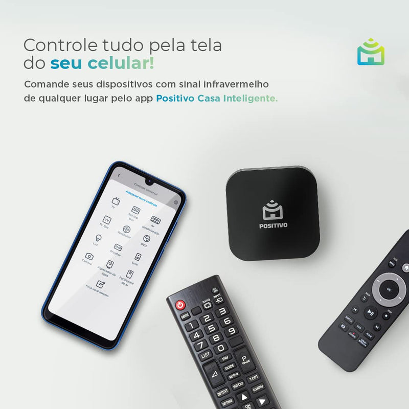 Smart Controle Universal Wi-Fi Positivo Casa Inteligente, All-in-One, Controle Pelo Celular ou Comando de Voz, Compatível com Alexa