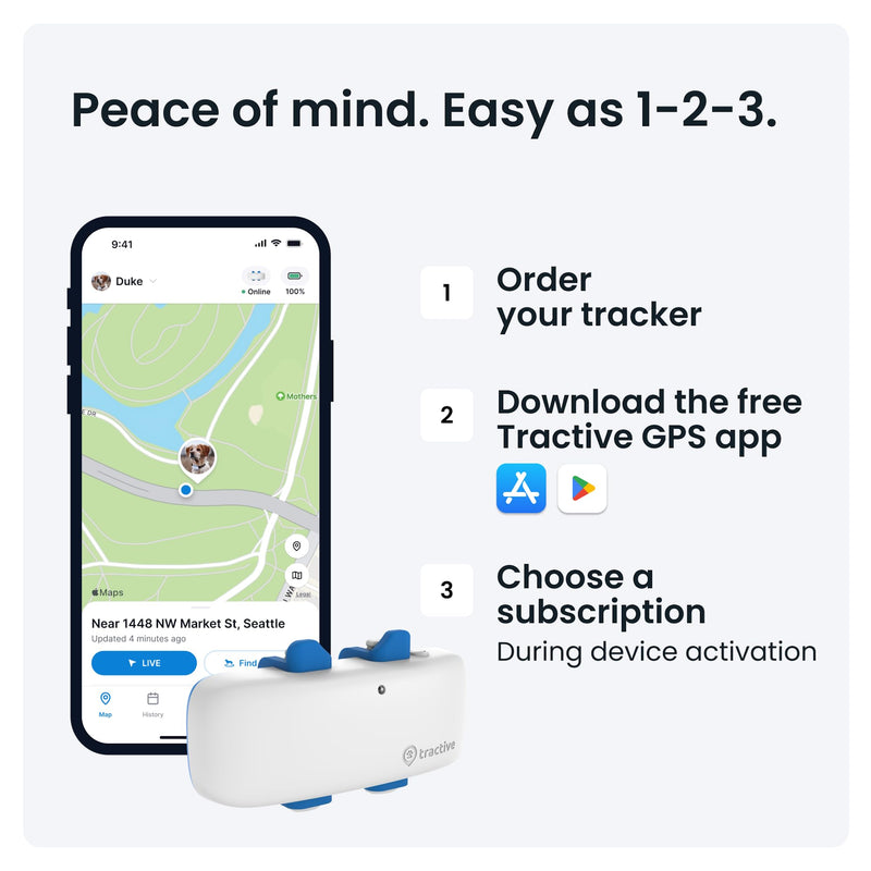 Tractive Rastreador GPS para cães – impermeável, localização GPS e rastreador de atividades inteligente, alcance ilimitado, funciona com qualquer coleira (café)