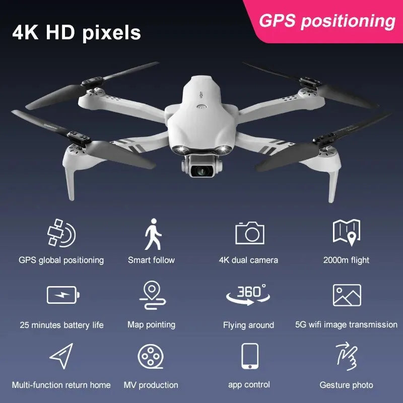 Câmera dupla 4K HD com GPS 5G WIFI Distância RC 2km Drone profissional