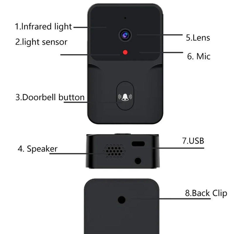 Campainha de vídeo sem fio câmera wi fi visão noturna HD interfone Tuya