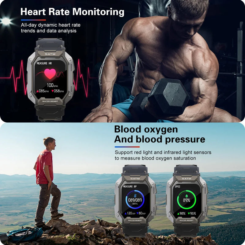 Relógio inteligente masculino fitness monitor saúde 24 horas 1.71 polegada